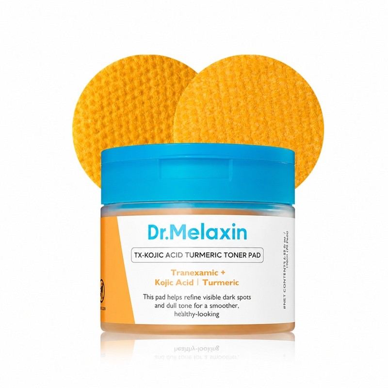 Dr.Melaxin Kojic Acid Turmeric Toner Pads 70pcs Fade Dark Spot Brighten Skin