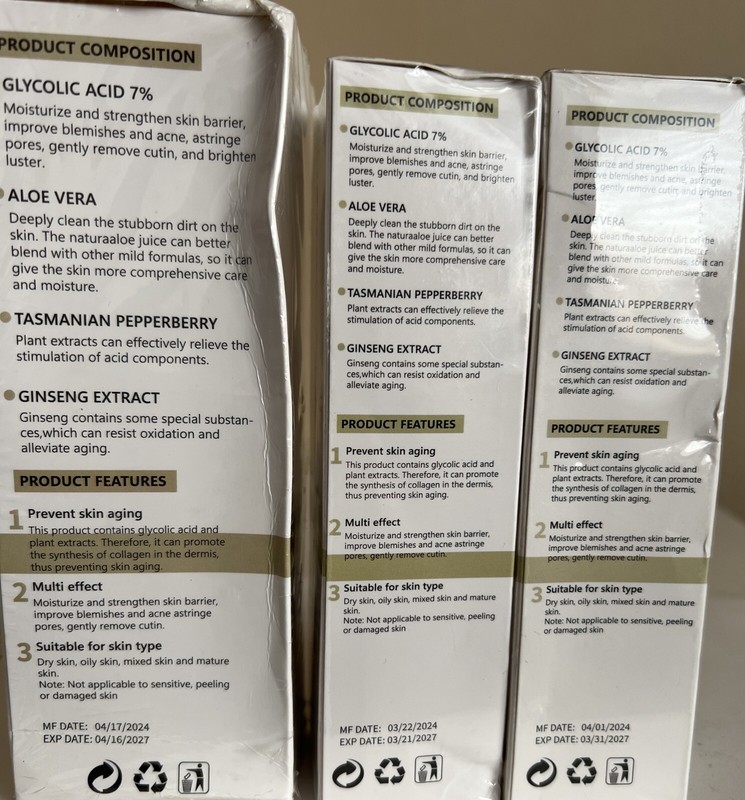3 Glycolic Acid 7% Toning Solution (1 Pk 8 oz & 2 Pk 3.38 Oz Each) DISTRESSED PK gallery
