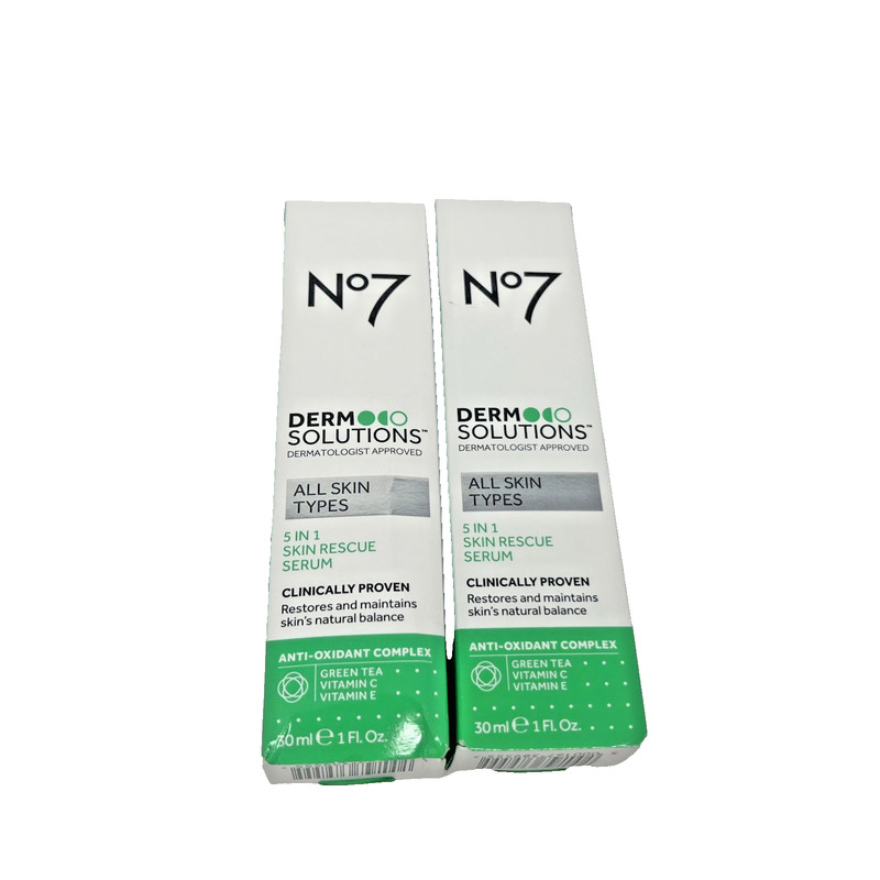 Lot of 2 No7 Derm Solutions 5 in 1 Skin Rescue Serum for All Skin Types 1 fl oz gallery