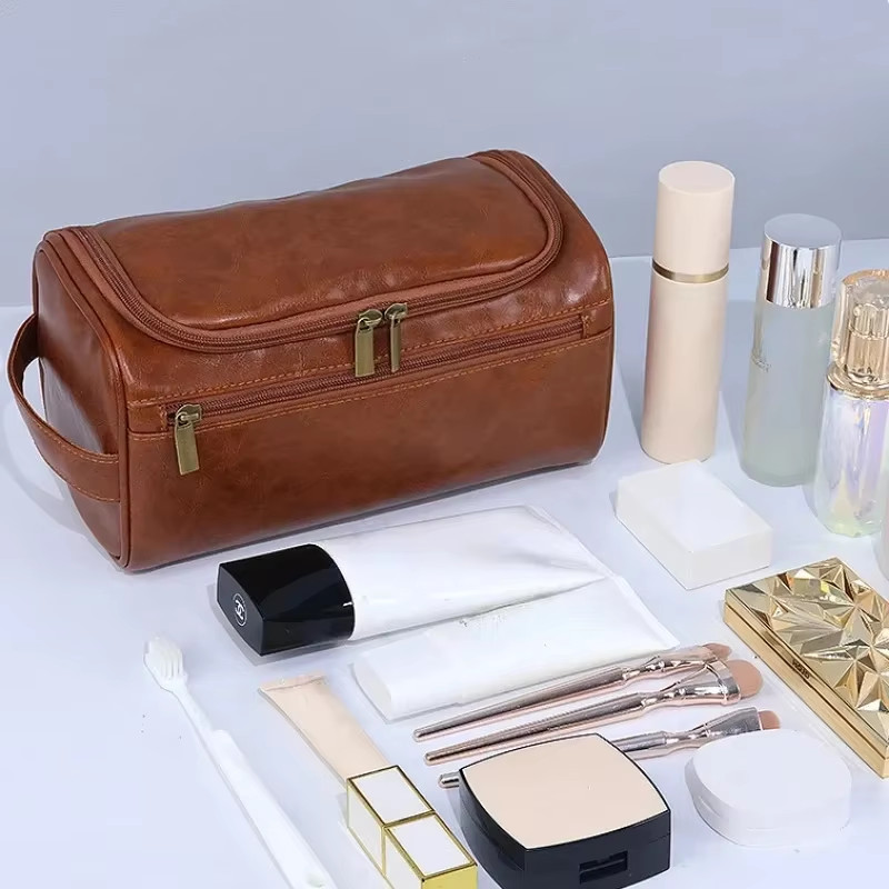 Leather Toiletry Bag for Men Women Dopp Kit Mens Hanging Toiletry Bag Travel gallery