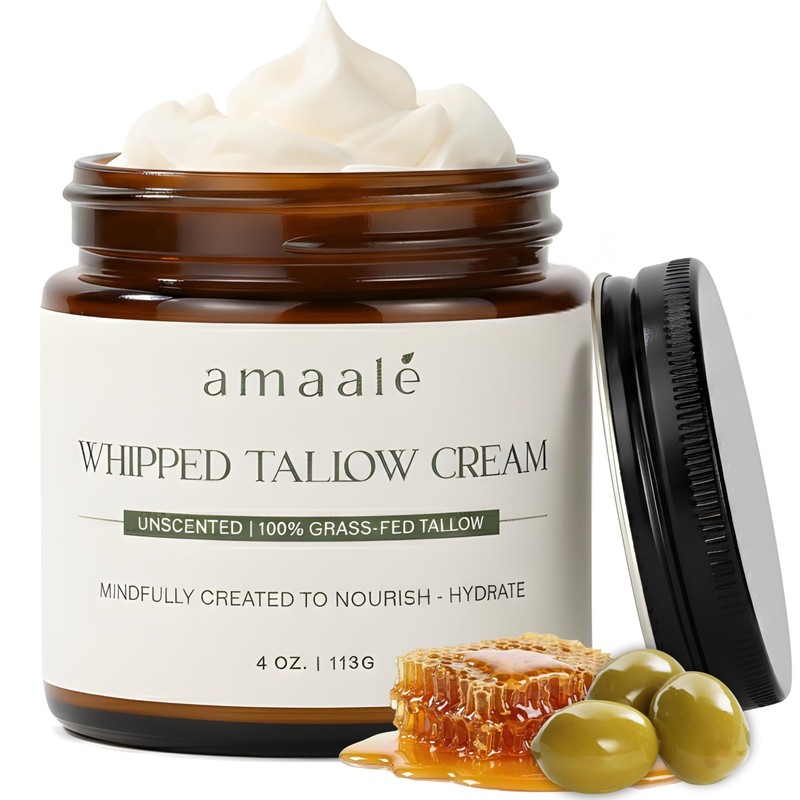 amaalé 100% GrassFed Whipped Tallow Cream Unscented HalalCertified Beef Tall…