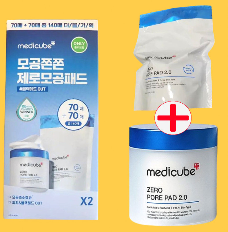 MEDICUBE Zero Pore Pad 2.0 (70 Pads) + 70 Pads Refill Set K-Beauty