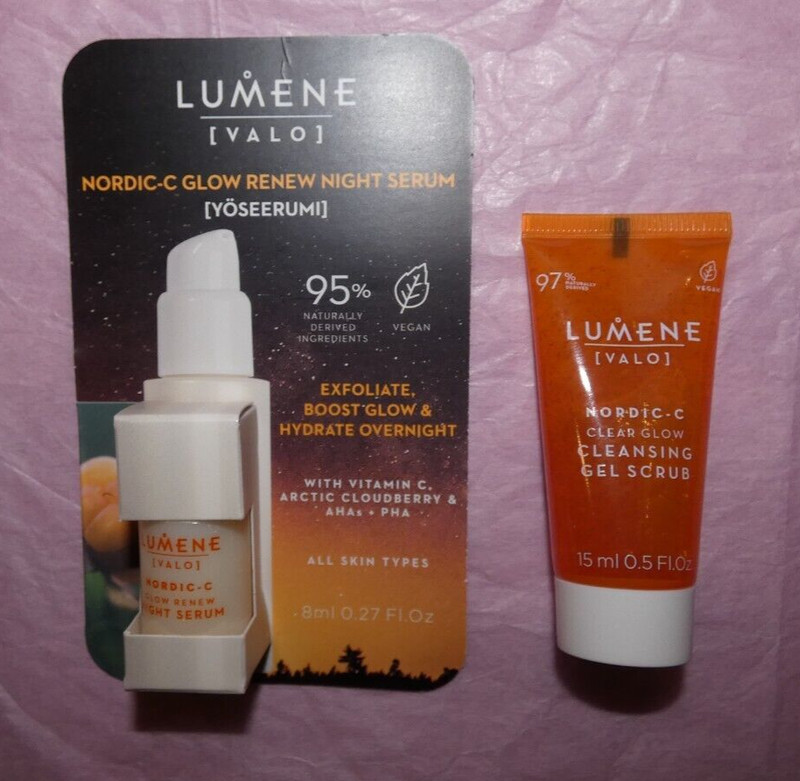 NEW X2 LUMENE Nordic-C Glow Renew Night Serum + Clear Cleansing Gel Scrub