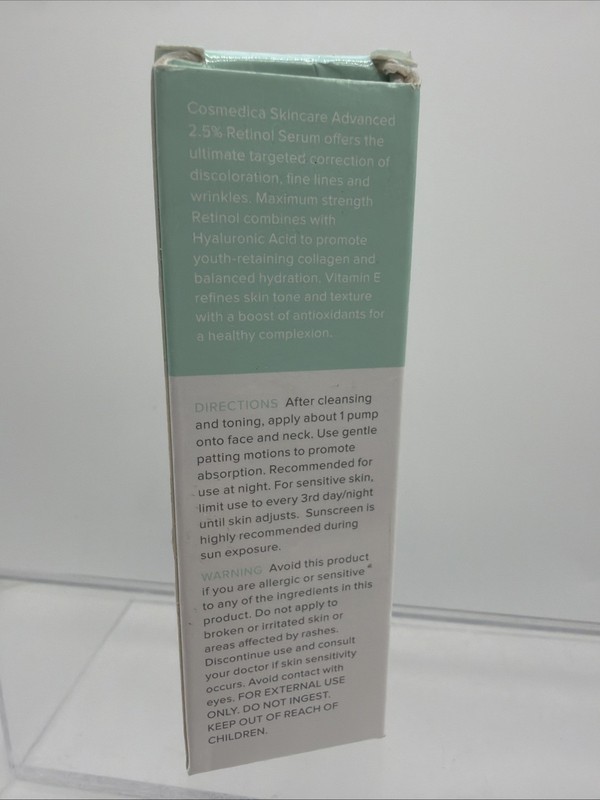 (2) Cosmedica 2.5% Retinol Serum Wrinkle w/Green Tea Hyaluronic Acid COMBINESHIP gallery