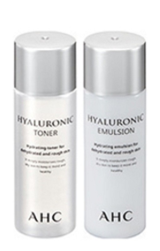 Korea cosmetic AHC Hyalruronic Toner 100ml Emulsion 100ml 2pcs Set free sample gallery