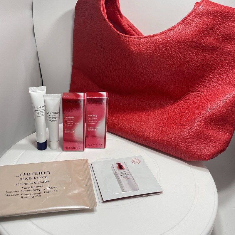 Shiseido Ultimune 10ml x2, Eye Cream Set Retinol Mask Travel Size Red Tote Lot