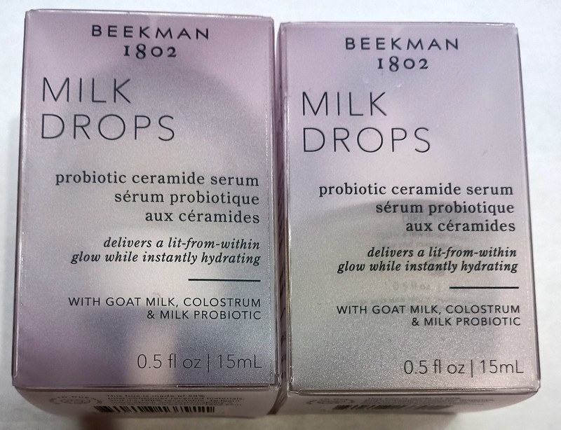 BEEKMAN 1802 Milk Drops Ceramide Serum Goat Milk Prebiotic 15 mL NIB (2 bottles) gallery