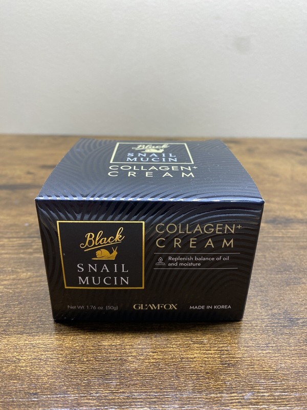 GLAMFOX Black Snail Mucin Collagen Face Cream 1.76oz, New In Box, Made In Korea