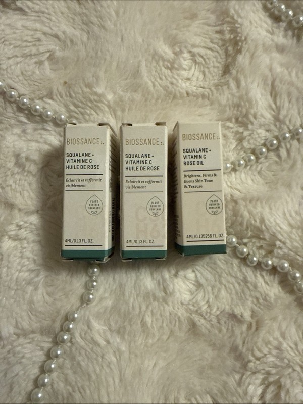 BIOSSANCE Squalane + Vitamin C Rose Oil 4ML, 0.13 OZ. Lot Of 3ea