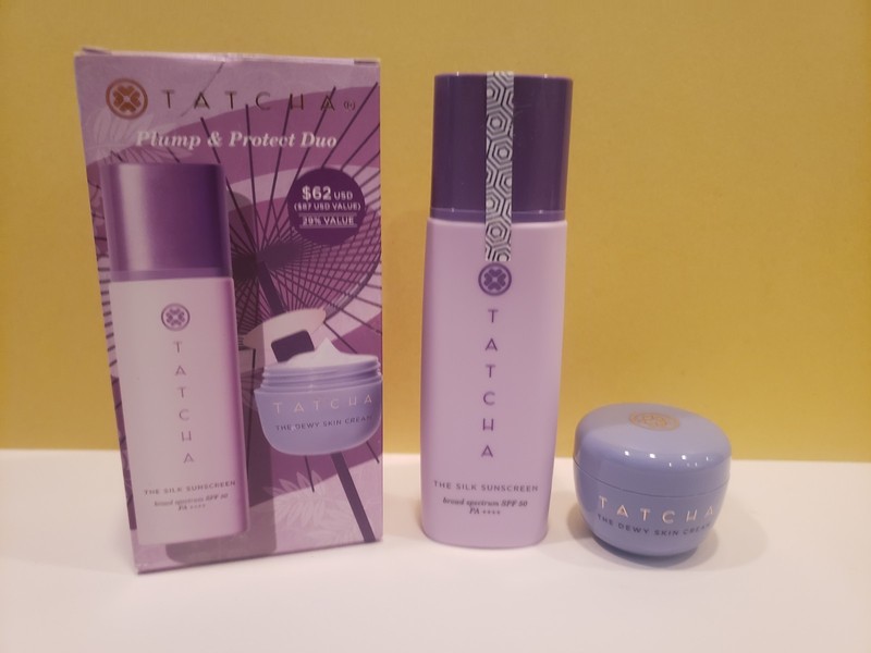 Tatcha ~ Plump & Protect Duo, Silk Sunscreen & Dewy Skin Cream ~ NIB