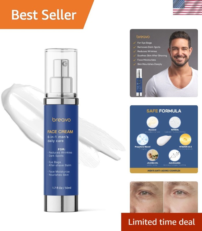Daily Use 6 in 1 Anti-Aging Face Cream for Men – Nourishing & Soothing, 1.7 oz