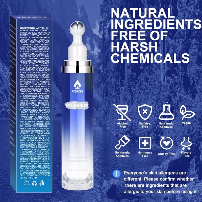 Eye Serum with 8% Caffeine 8% Retinol Hyaluronic Acid Niacinamide peptides for P gallery
