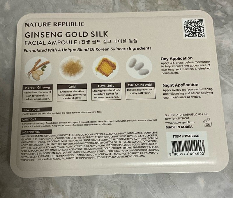Nature Republic Ginseng Gold Silk Facial Ampoule, 3.38 fl oz - New In Box Sealed gallery