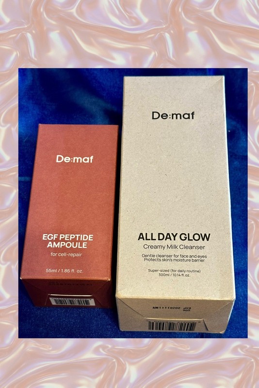 De:maf EGF Peptide Ampoule wonder drops 55ml & All Day Glow Milk Cleanser