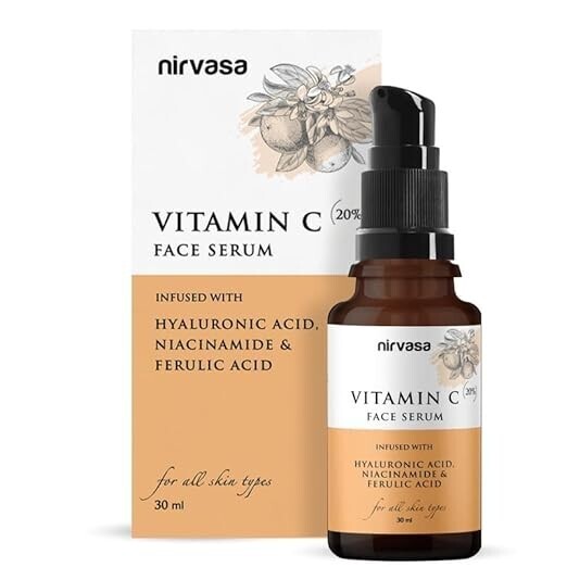 Nirvasa 20% Vitamin C Serum for Oily Skin With Hyaluronic Acid, Niacinamide 30ml