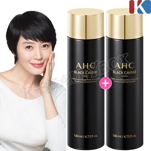 AHC Black Caviar Toner 140ml + Lotion 140ml Intensive Moisturizing Skin Care