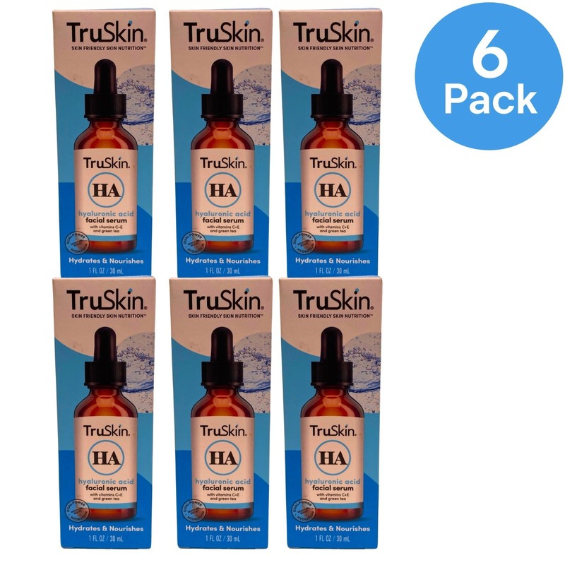 TruSkin Hyaluronic Acid Facial Serum Vitamins C E & Green Tea 1oz 6 Pack New