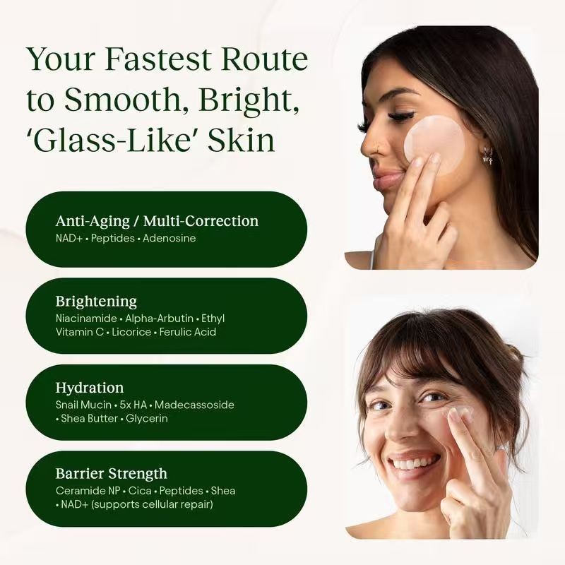 JiYu Korean Skincare Glow-Up Bundle - Toner Pads & NAD+Ant Aging Moisturizing Cr gallery