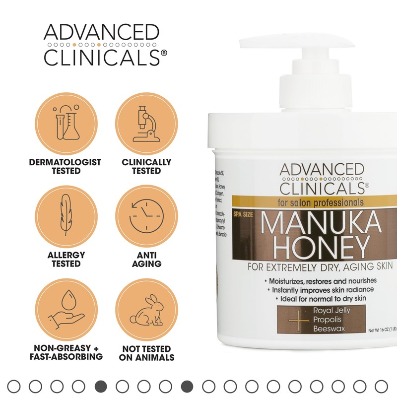 Advanced Clinicals Manuka Honey Cream Face Moisturizer & Body Butter Lotion F... gallery