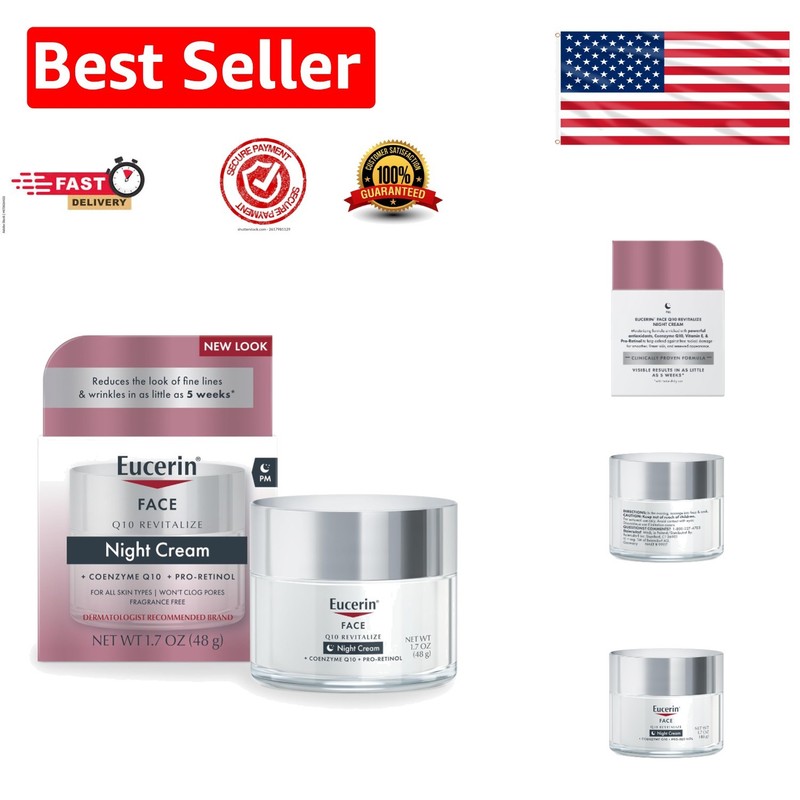 1.7 Oz Q10 Anti-Wrinkle Night Cream for Sensitive Skin – Hydrating & Soothing