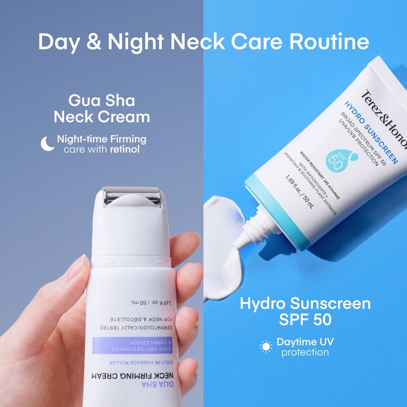 TEREZ & HONOR Gua Sha Neck Firming Cream: Korean Skin Care, Retinol, Collagen... gallery