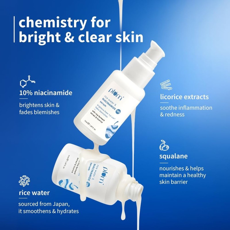 Plum 10% Niacinamide Serum with Rice Water Provides Clear, Glowing 15ml gallery