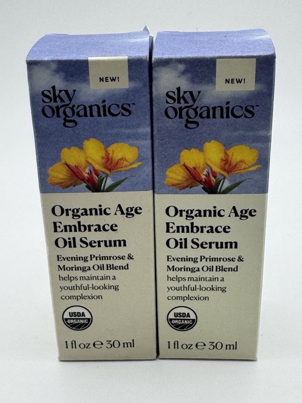 Sky Organics Age Embrace Oil Serum, Evening Primrose Moringa Oil, Anti Aging New