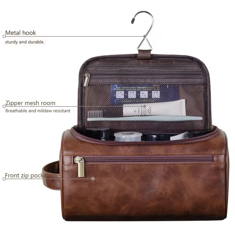 Leather Toiletry Bag for Men Women Dopp Kit Mens Hanging Toiletry Bag Travel gallery