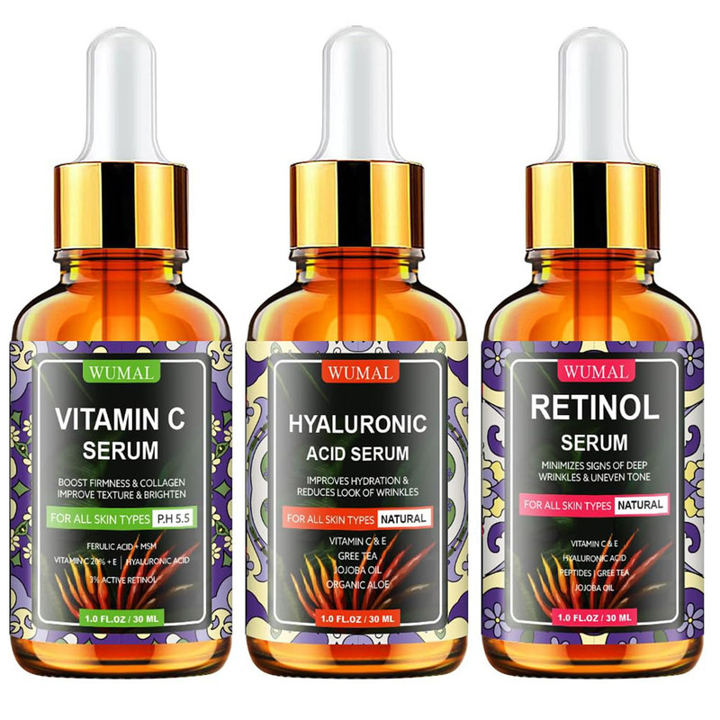 3 Pack Face Serum Set – Vitamin C Serum, Retinol Serum & Hyaluronic Acid Serum –