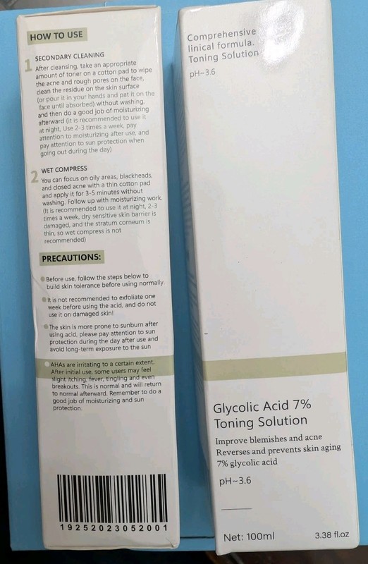 Lot Of 2 Glycolic Acid 7% Toning Solution. 100 ml 3.38 fl oz – Sealed Exp 12/27