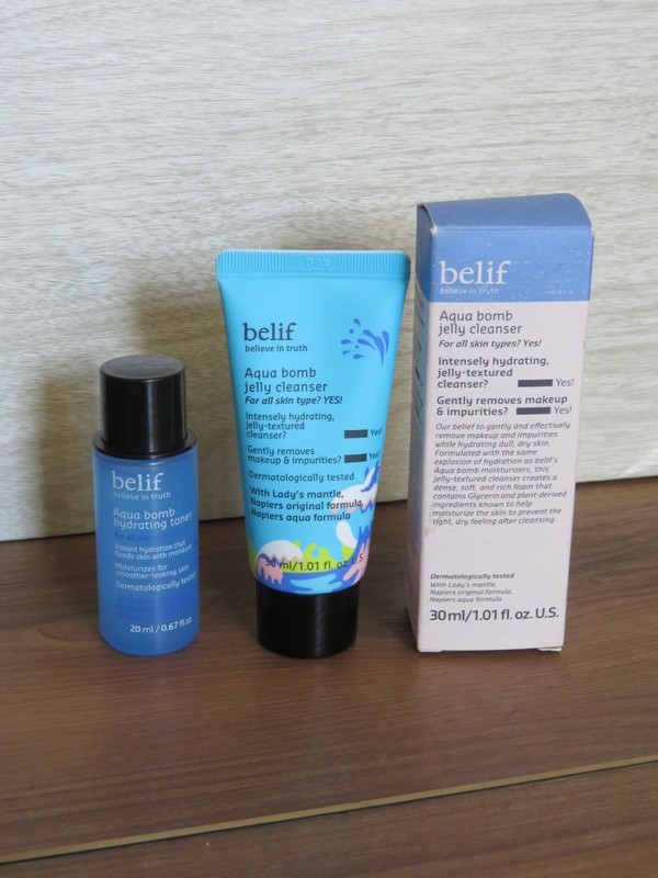 Belif Beauty Aqua Bomb Lot Hydrating Toner Jelly Cleanser Trial Travel Size