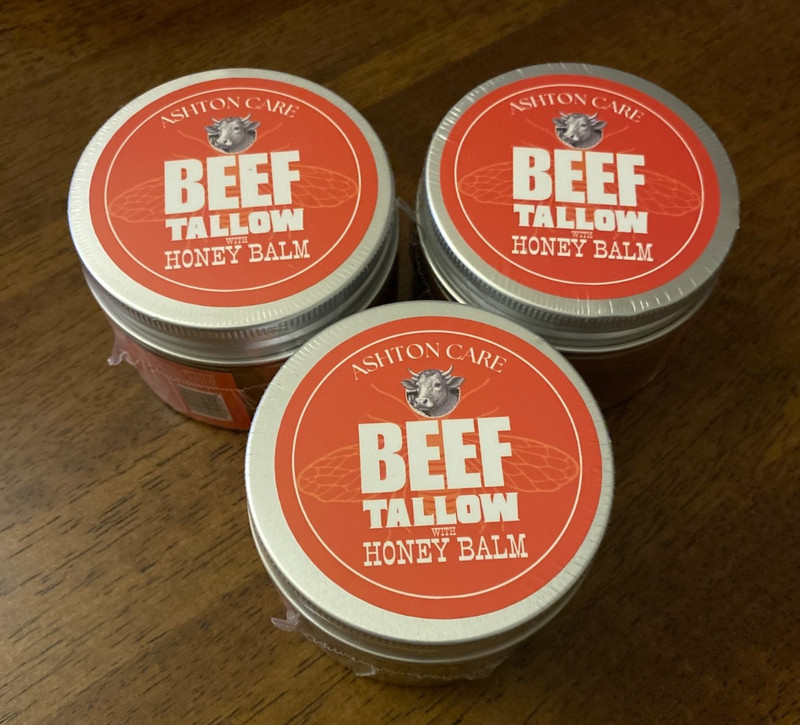 3x Ashton Care Beef Tallow w/ Honey Balm 4.23 oz Skin & Face Moisturizer Sealed
