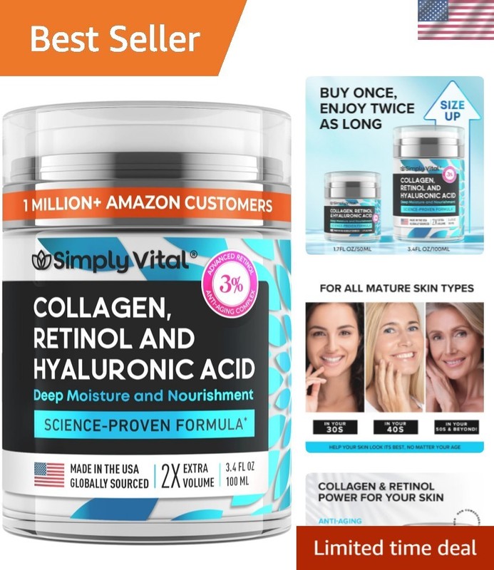 Collagen-Infused Anti-Aging Cream – Perfect Day & Night Moisturizer – 3.4 oz