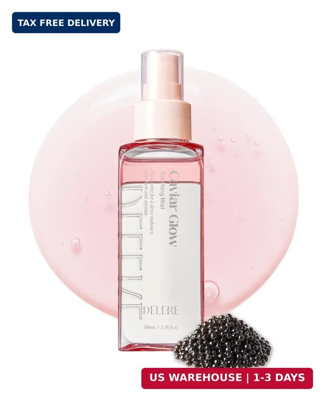 Delere Caviar Glow Soothing Mist | Korean Glass Skin Spray Serum with 5% Caviar