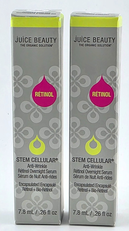 2x Juice Beauty Stem Cellular Anti-Wrinkle Retinol Overnight Serum MINI 0.26oz