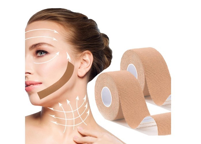 2 Rolls Facial Lift Tape Anti-Wrinkle Firming Face & Neck 2.5cm x 5m Set
