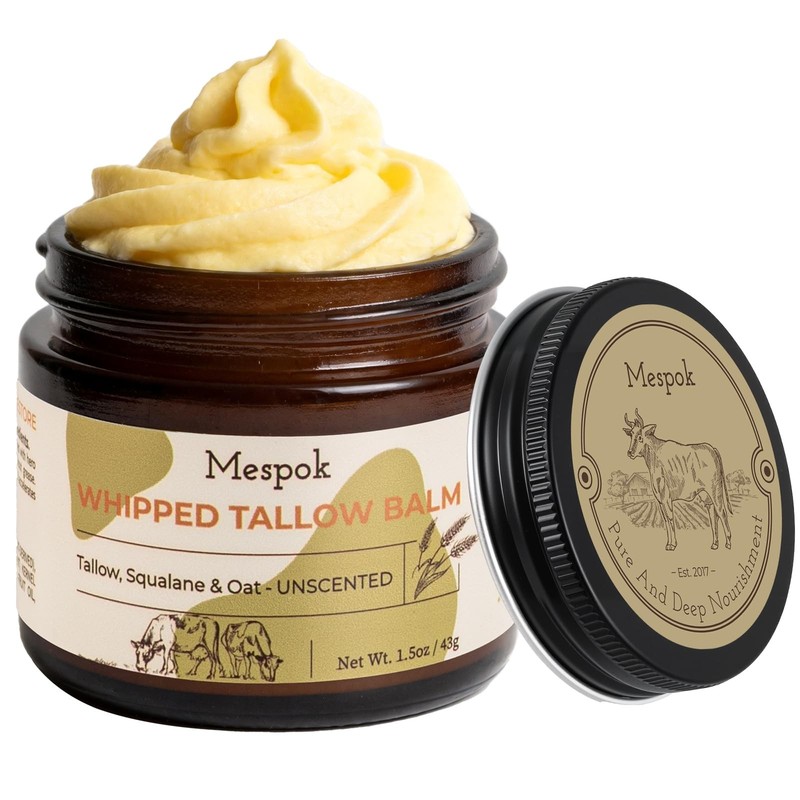 Beef Tallow for Skin 100% GrassFed Tallow Balm with Organic Squalane & Oat E…