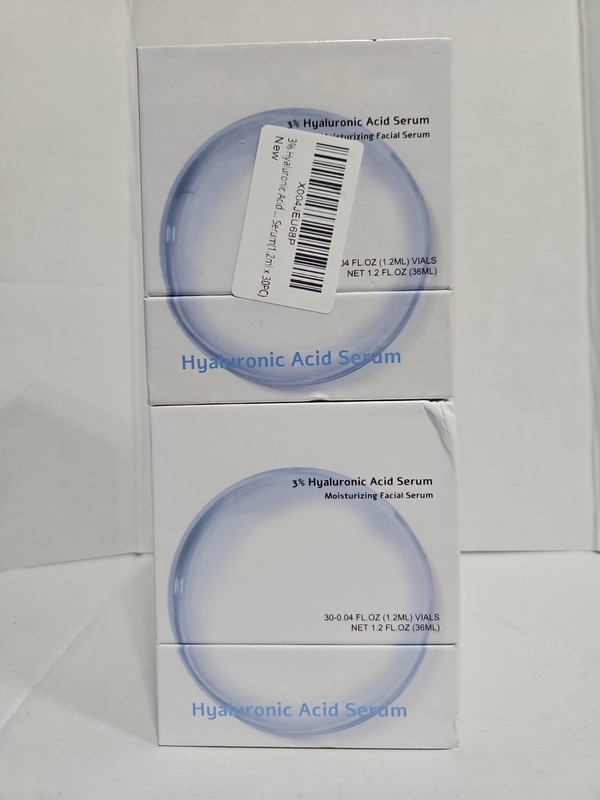 2 Pack- 3% Hyaluronic Acid Serum -60 Vials Total Ultra-Hydrating Exp 11/27