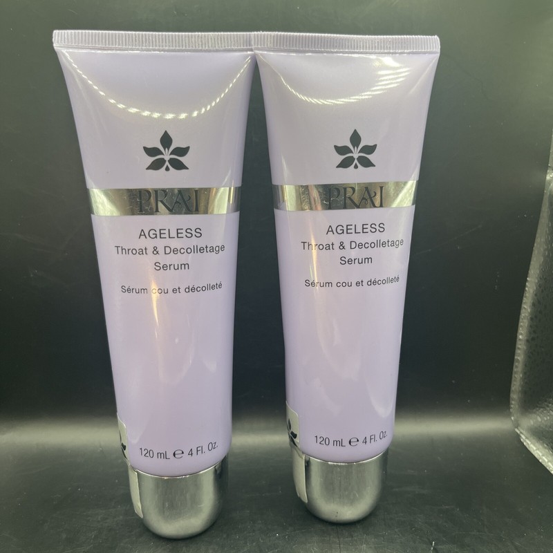 PRAI Ageless Throat & Decolletage Serum 4 fl oz – (2)- Never Used 1 Sealed 1 Not