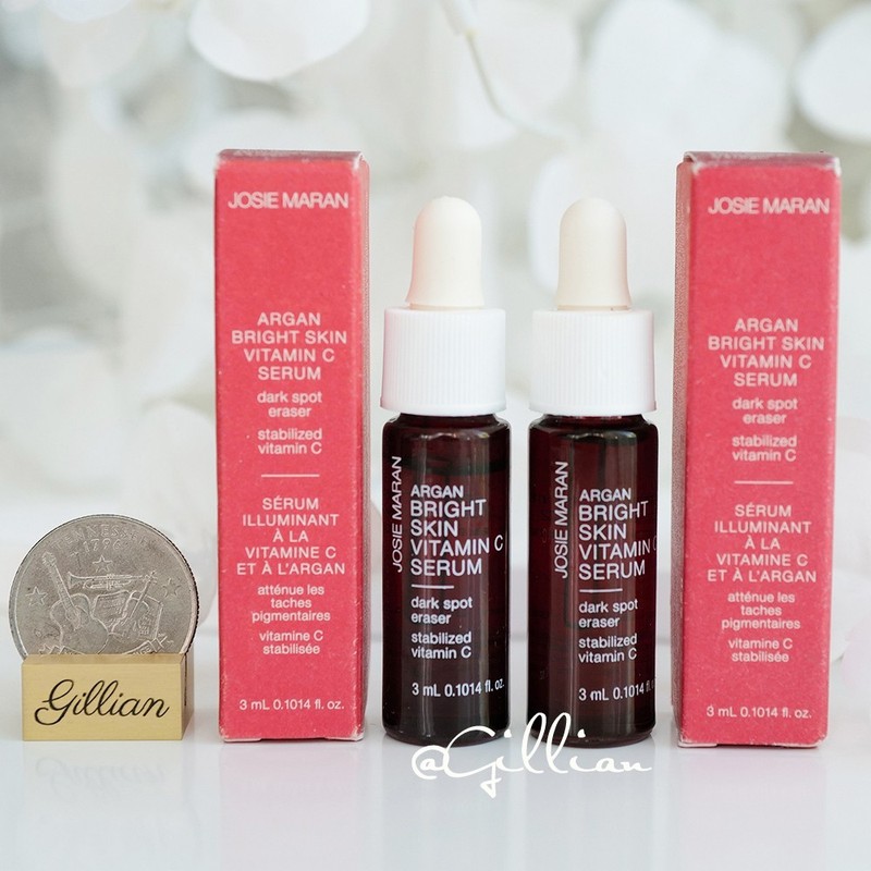 2x Josie Maran Argan Bright Skin Vitamin C Serum Travel Mini Sz 3ml/ .1oz Ea NIB