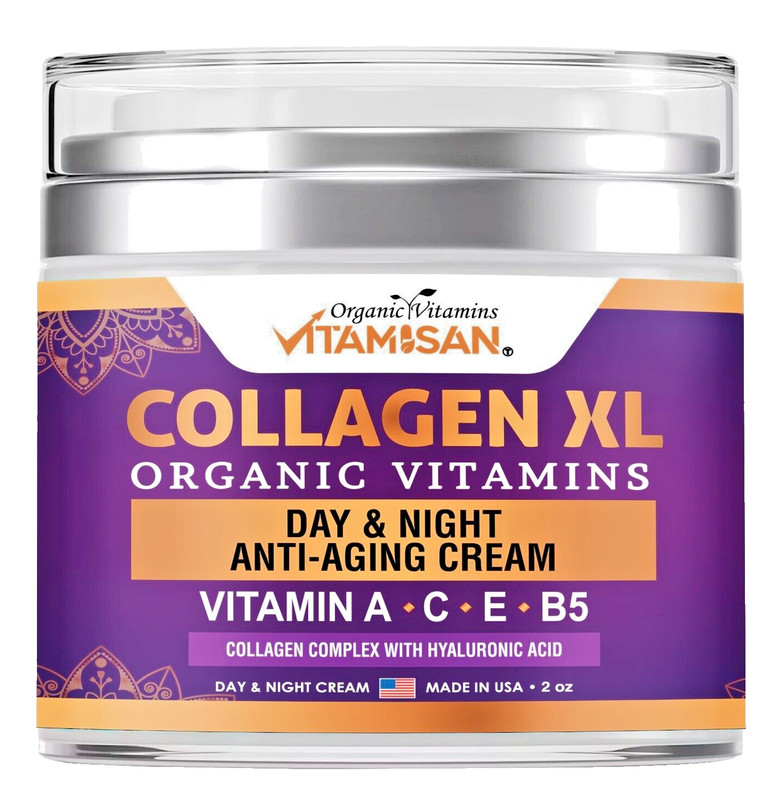 Collagen Face Cream with Airless Pump Anti-Aging Botanical Vitamin A C E B5 2 oz