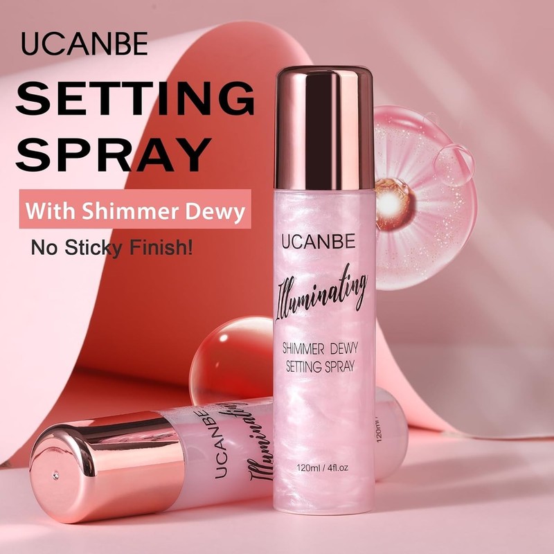 Shimmer Dewy Setting Spray Glowing + Makeup Setting Spray 2 in 1 Face Body Mist gallery