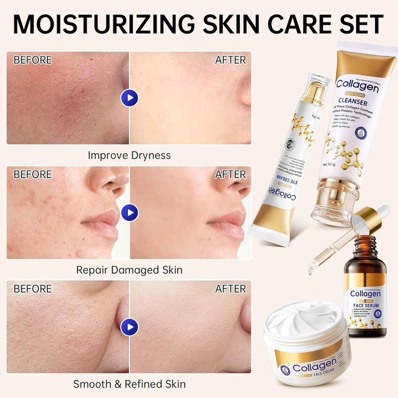 Collagen Skin Care Set, Anti Aging Skincare Set for Wrinkles & Fine Lines, Sh... gallery