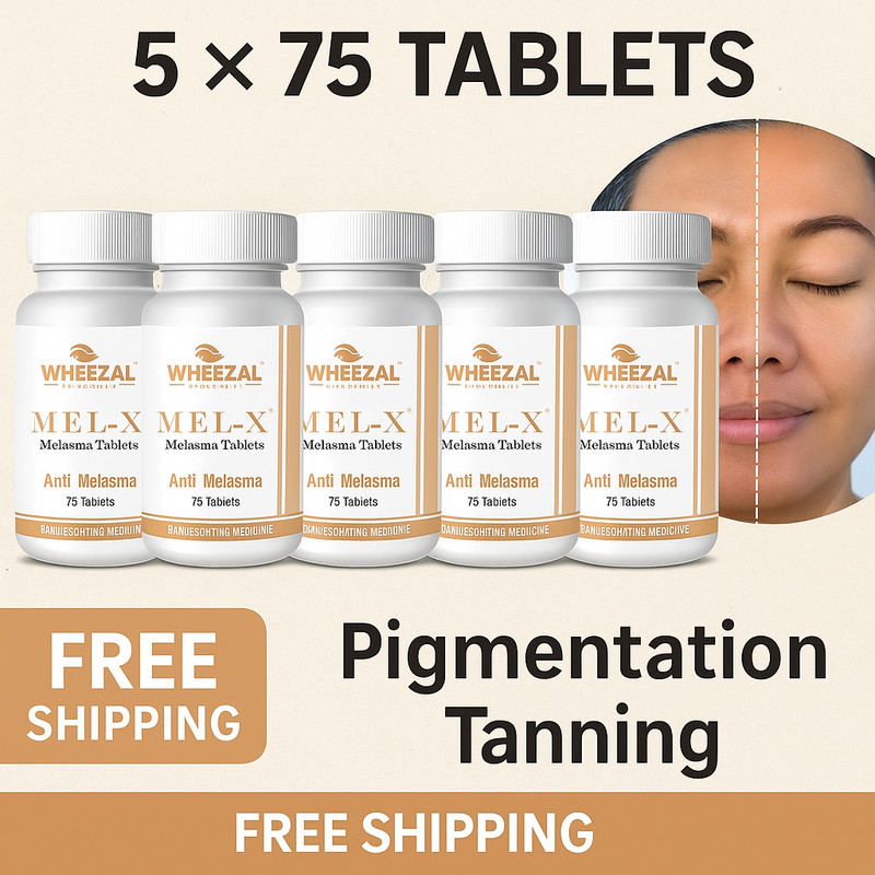Wheezal Mel-X Tablets 75 Tabs × 5 | Homeopathic Herbal Supplements Pigmentation