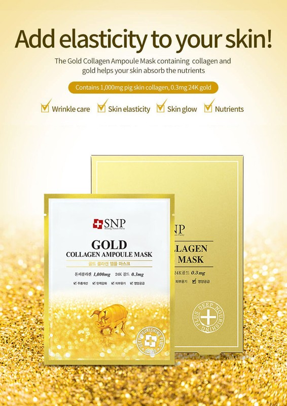 SNP Gold Collagen Ampoule Mask 5+5 Sheets 0.84 fl oz Each Anti Aging gallery