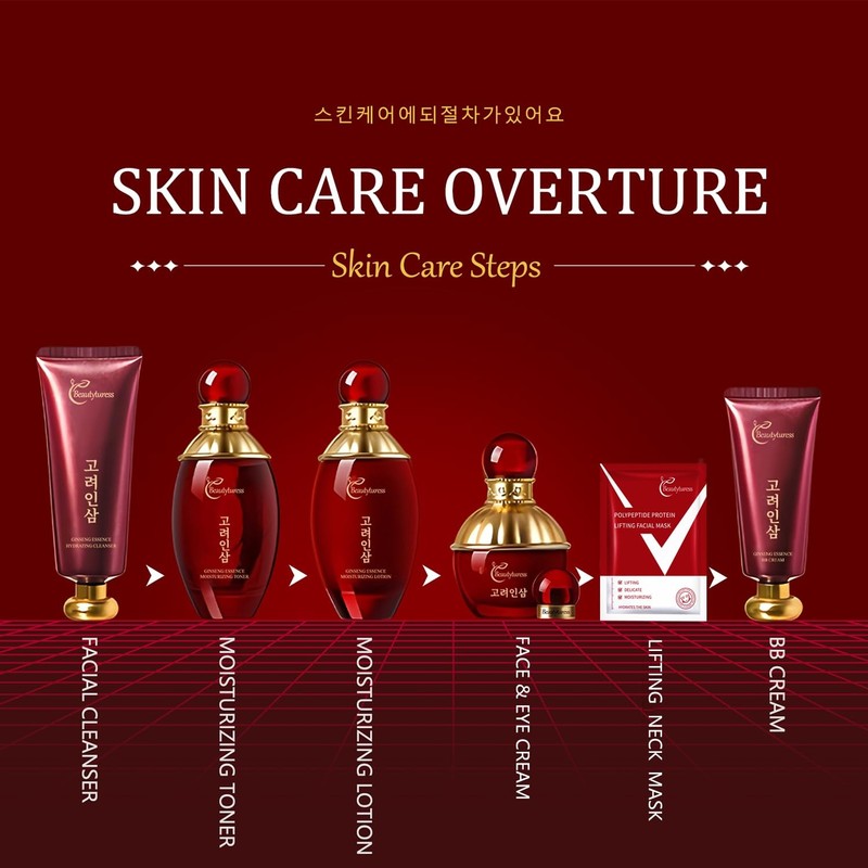 Red Ginseng Skincare Set for Women, - Anti-Aging Facial Care Kit with Toner, ... gallery