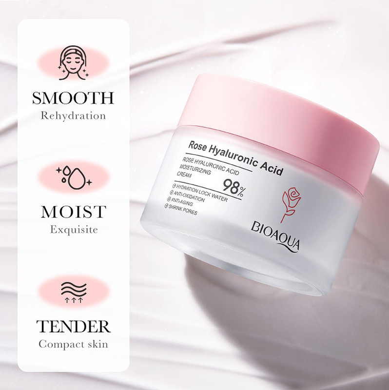 Bioaqua Rose Hyaluronic Acid Moisturizing Cream Repair Skin Oil Balance 50g gallery