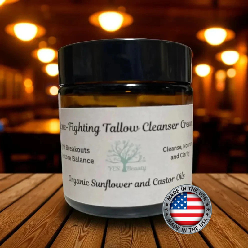 Acne-Fighting Tallow Cream w/ Manuka Honey, Sunflower and Castor Oils