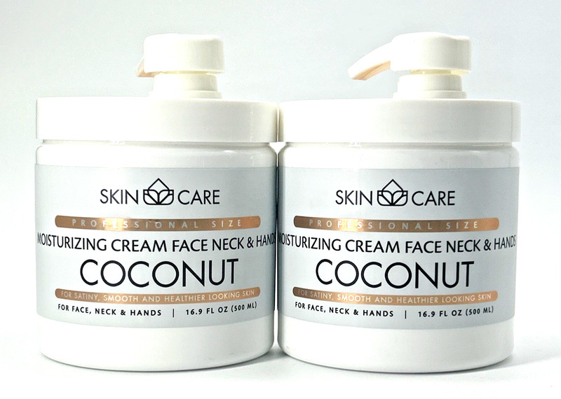 2 Pack Skincare Professional Size Coconut 3-in-1 Cream 16.9oz Face Neck Hands