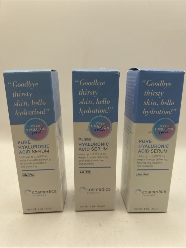 3x Cosmedica Skincare Pure Hyaluronic Acid Serum, 1oz